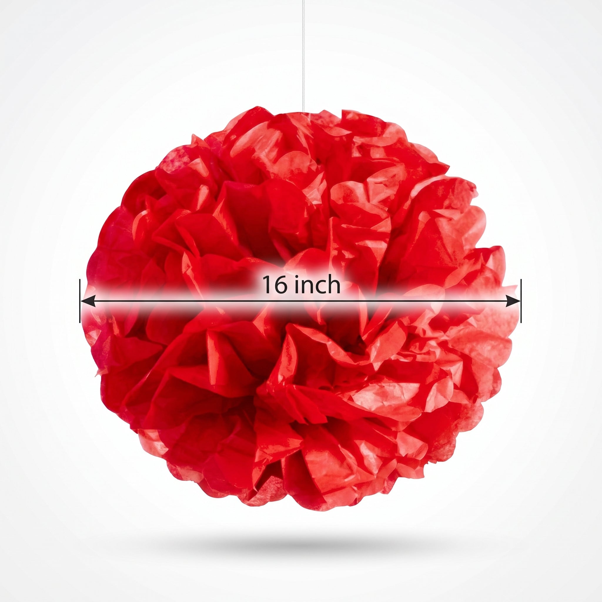 Vibrant Red Fluffy Tissue Pom Pom Decorations - 16-Inch, 3-Pack