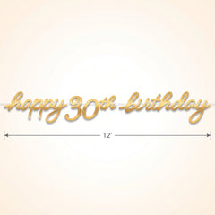 Golden Age 30th Birthday Letter Banner - Elegant Gold Decoration