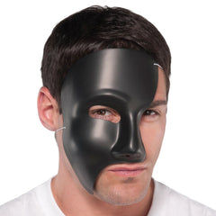 Phantom Black Half Face Mask Costume Accessory