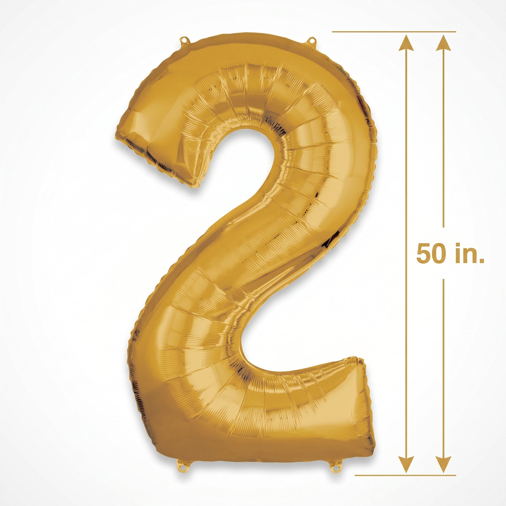 50-Inch Gold Foil Number 2 Balloon - Metallic Finish