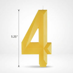 Bright Yellow Number 4 Birthday Candle, 5.25-Inch