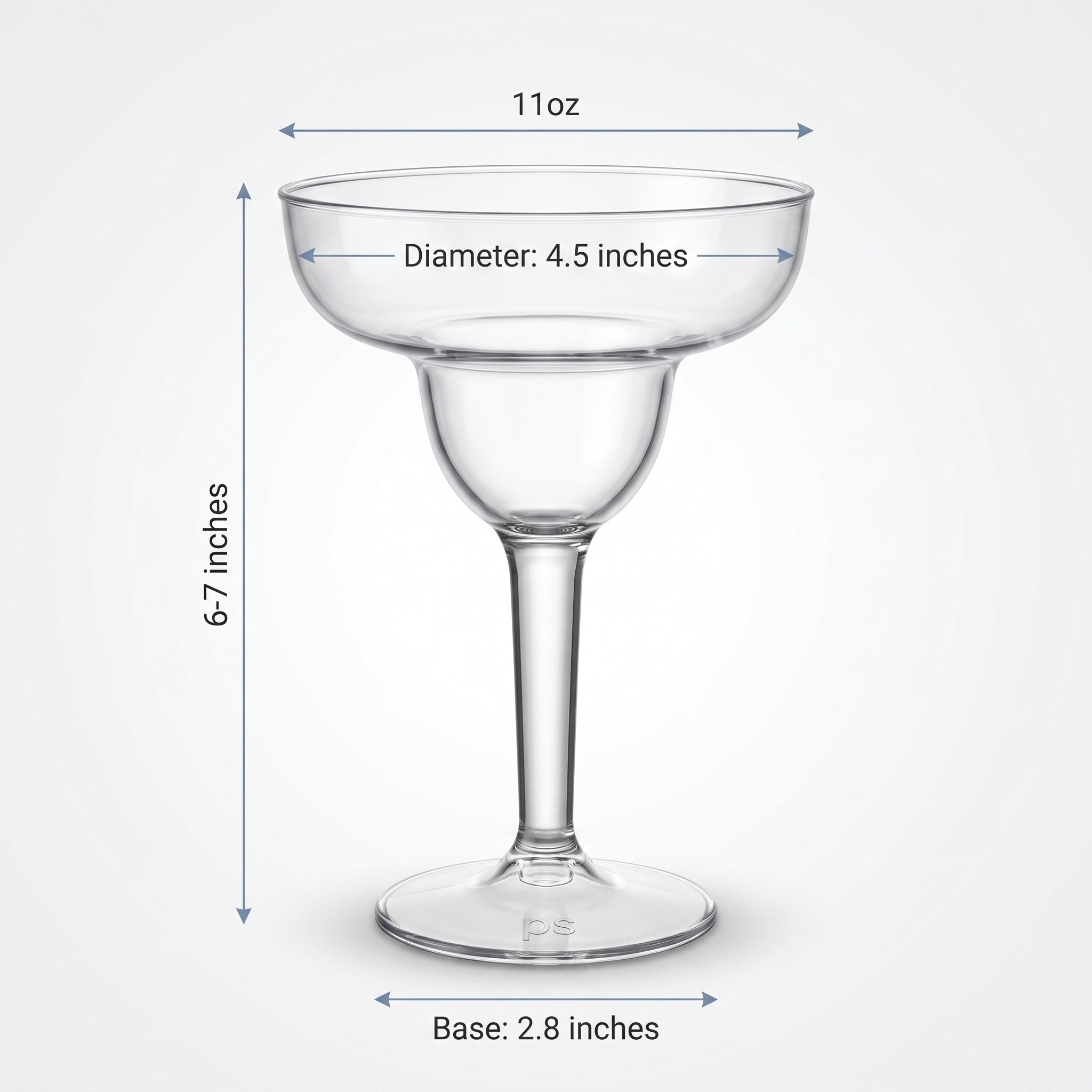 Clear Plastic Margarita Glass Set - 11oz, 20 Pack