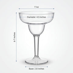 Clear Plastic Margarita Glass Set - 11oz, 20 Pack