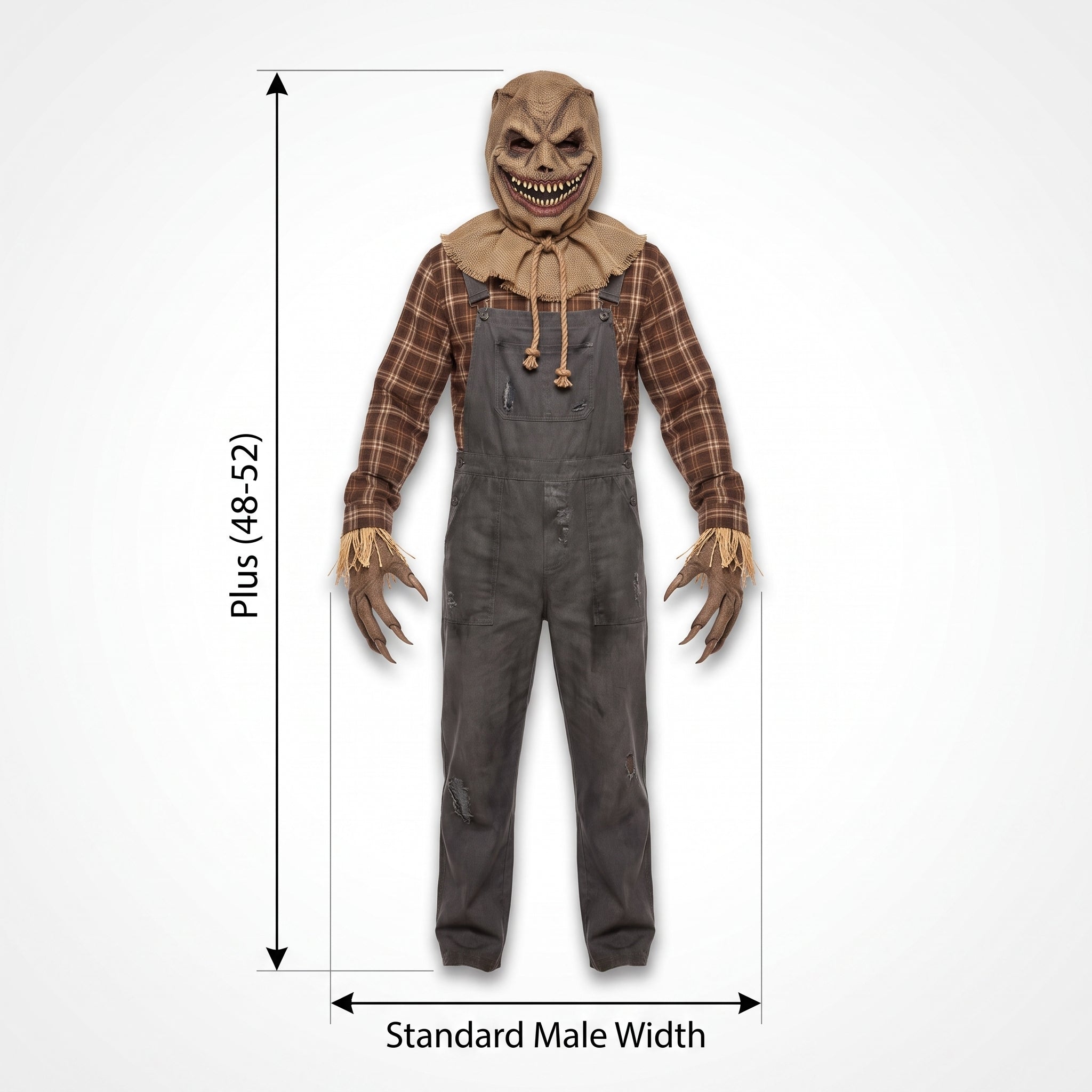 Men's Sinister Scarecrow Halloween Costume with Mask and Gloves - Adult Plus (48-52)
