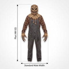 Men's Sinister Scarecrow Halloween Costume with Mask and Gloves - Adult Plus (48-52)