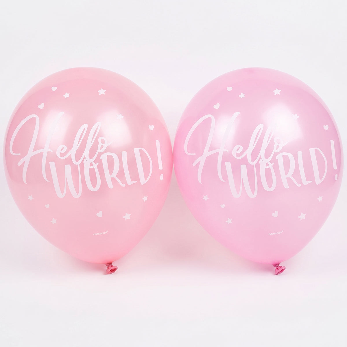 "Hello World" Pink Baby Shower Latex Balloons, 12-Inch, 15-Pack