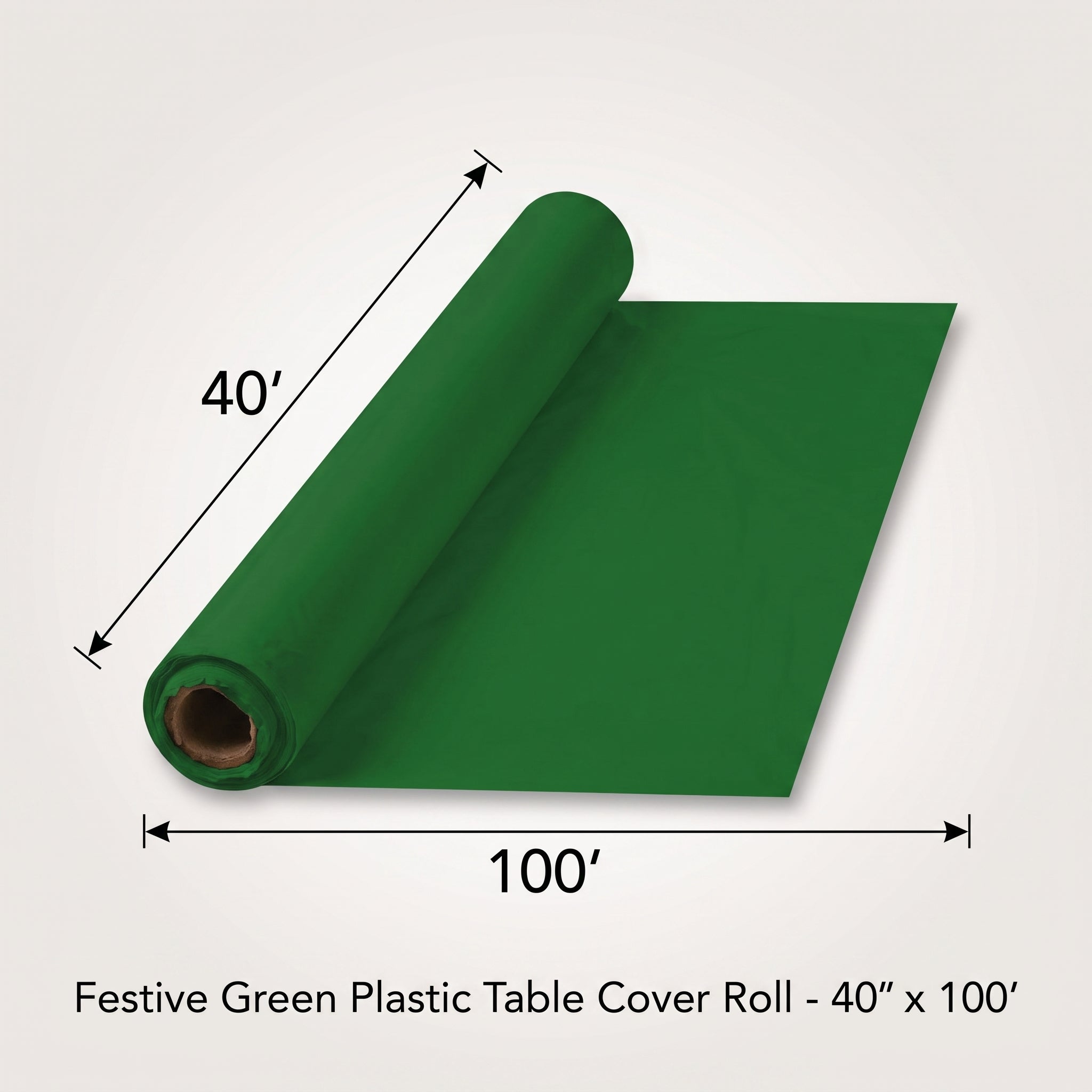 Festive Green Plastic Table Cover Roll - 40" x 100'