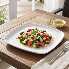 Elegant 14" Square White Plastic Serving Platter