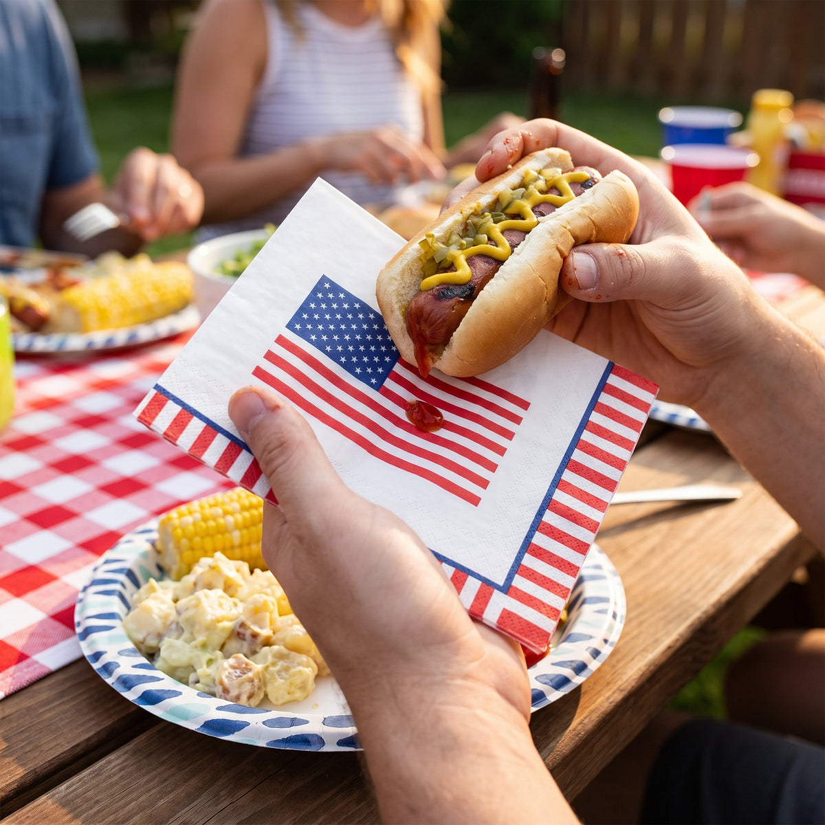 Stars and Stripes Patriotic Lunch Napkins - 6.5 In. x 6.5 In.