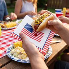 Stars and Stripes Patriotic Lunch Napkins - 6.5 In. x 6.5 In.