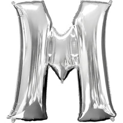 Silver Metallic Letter "M" Foil Balloon