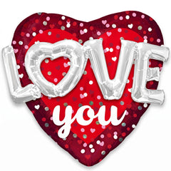 Valentine's Day Multi-Love Hearts and Dots Foil Balloon