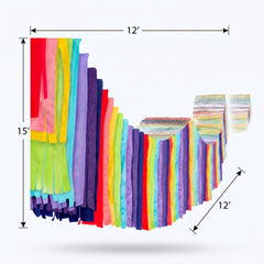 Vibrant Rainbow Ceiling Decoration Garland - 12ft Foil Fringe