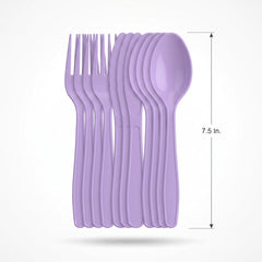 Lavender Assorted Plastic Cutlery Set - 24 Pieces - 7.5 in.