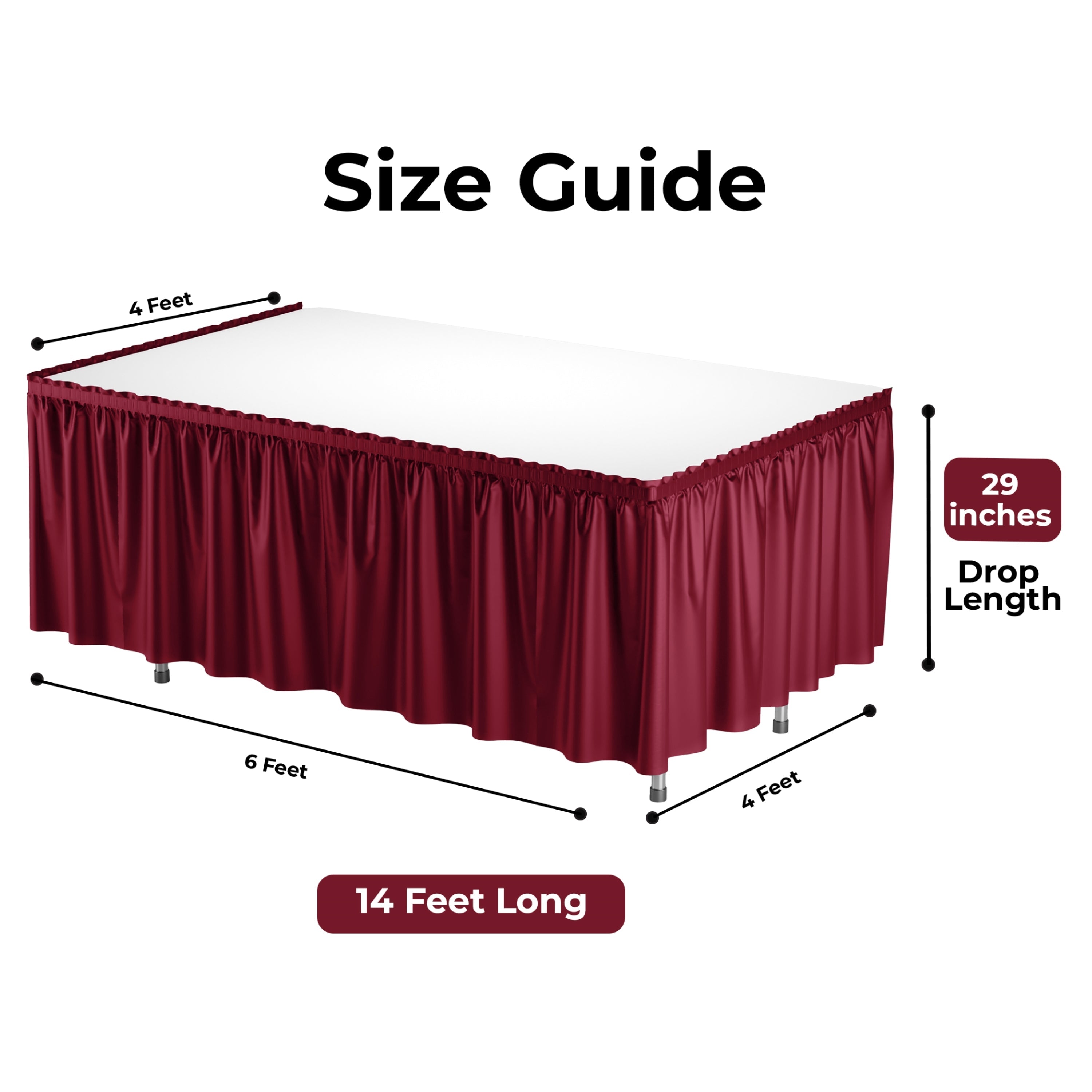 Burgundy Plastic Table Skirt | 6 Pack