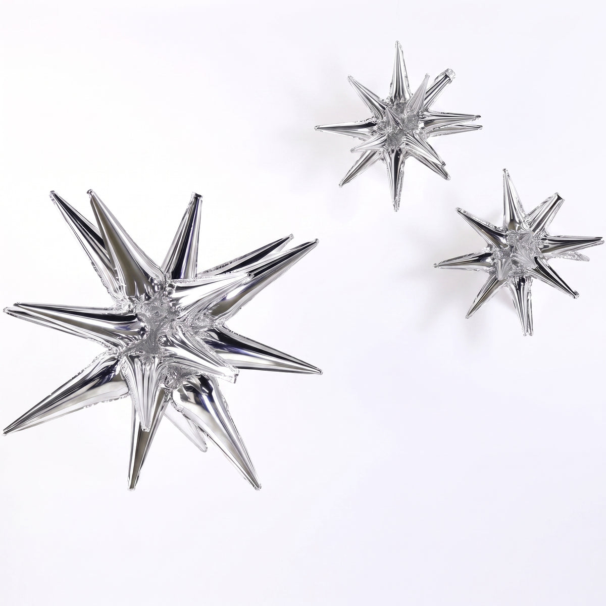 Silver Metallic Starburst Foil Balloons