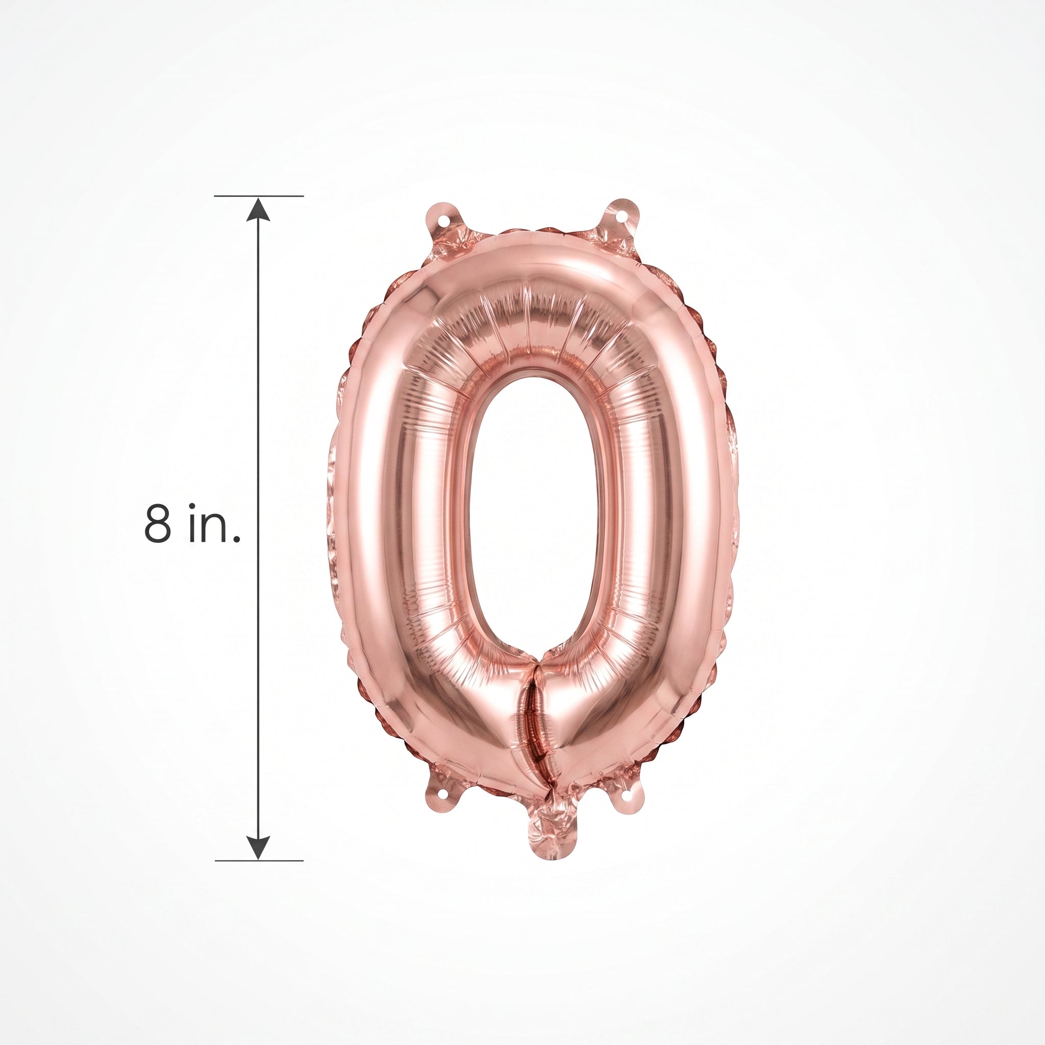 Rose Gold Script Number 0 Foil Balloon - 8 Inch, Air-Filled