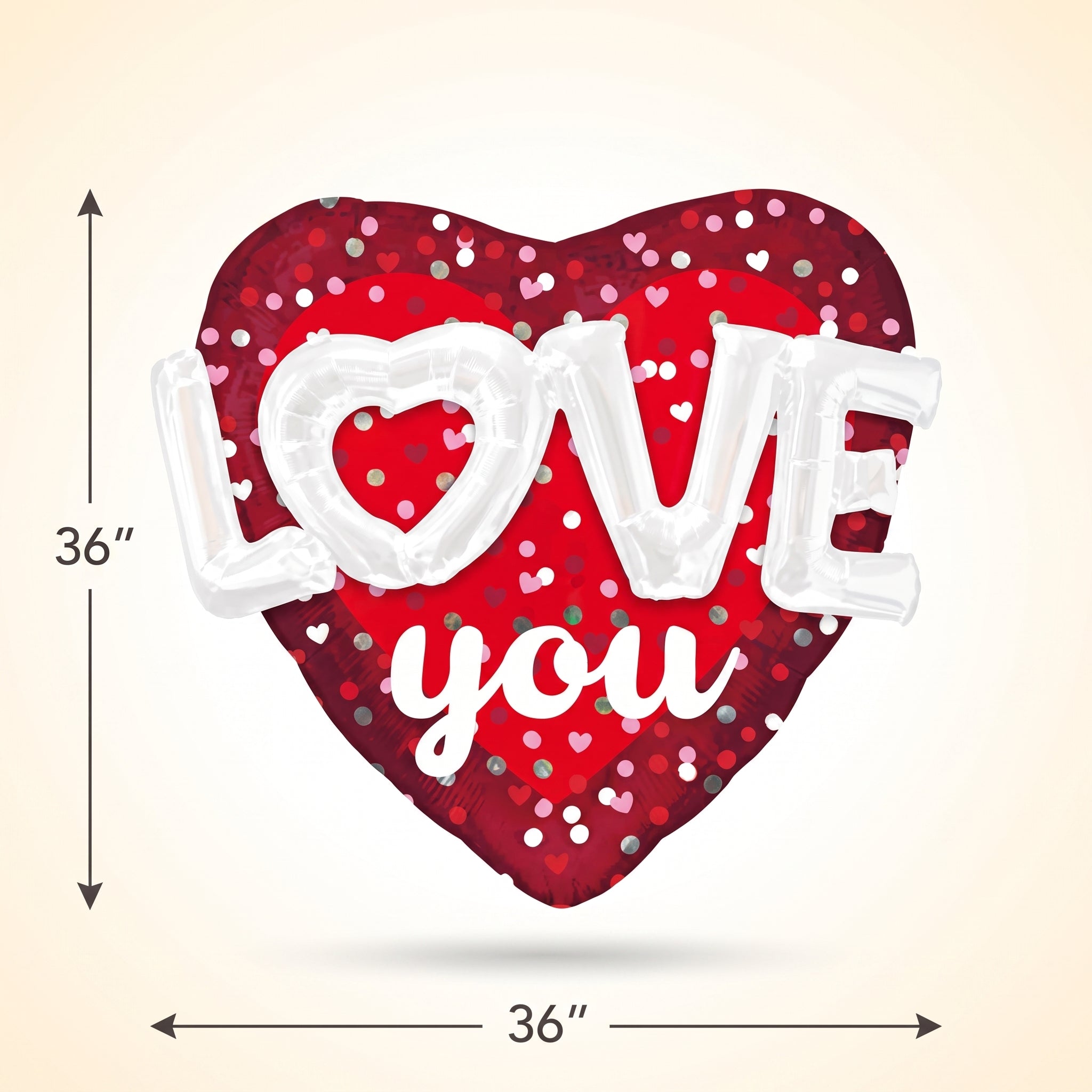 Valentine's Day Multi-Love Hearts and Dots Foil Balloon