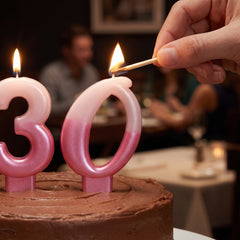 Metallic Pink Number "0" Birthday Candle, 3.2-Inch