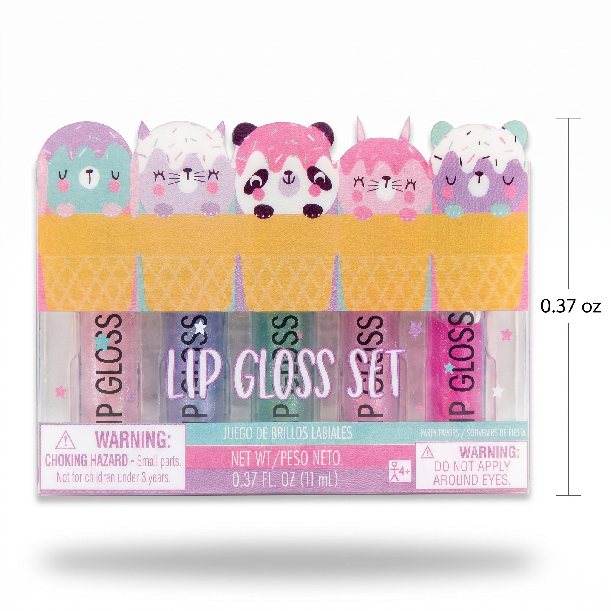 Sweet Animal Glitter Lip Gloss Set - 5 Pack