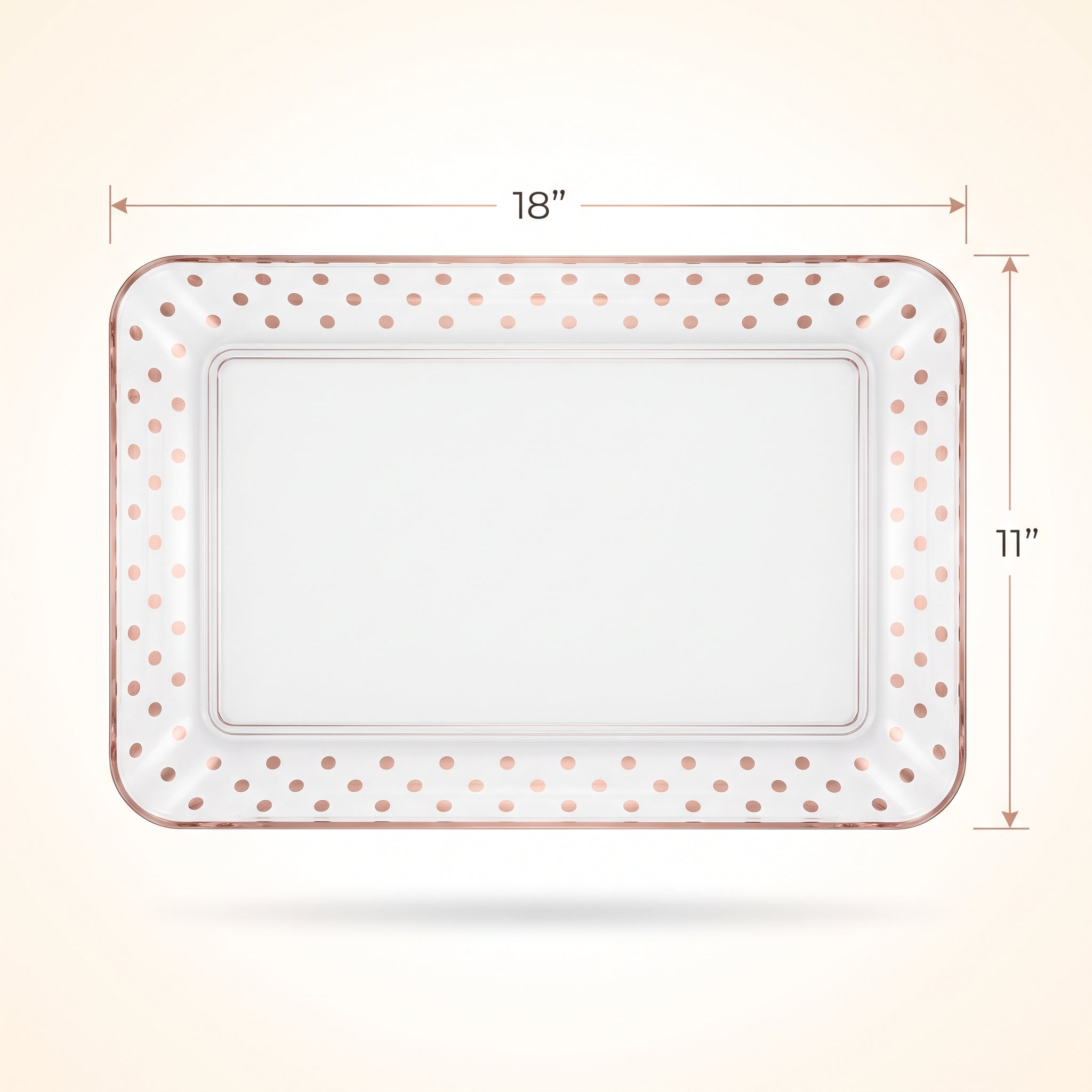 Elegant Rose Gold Polka Dot Serving Tray - 11" x 18"