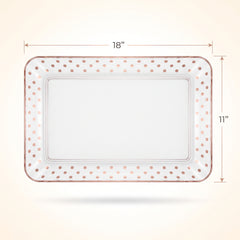 Elegant Rose Gold Polka Dot Serving Tray - 11" x 18"