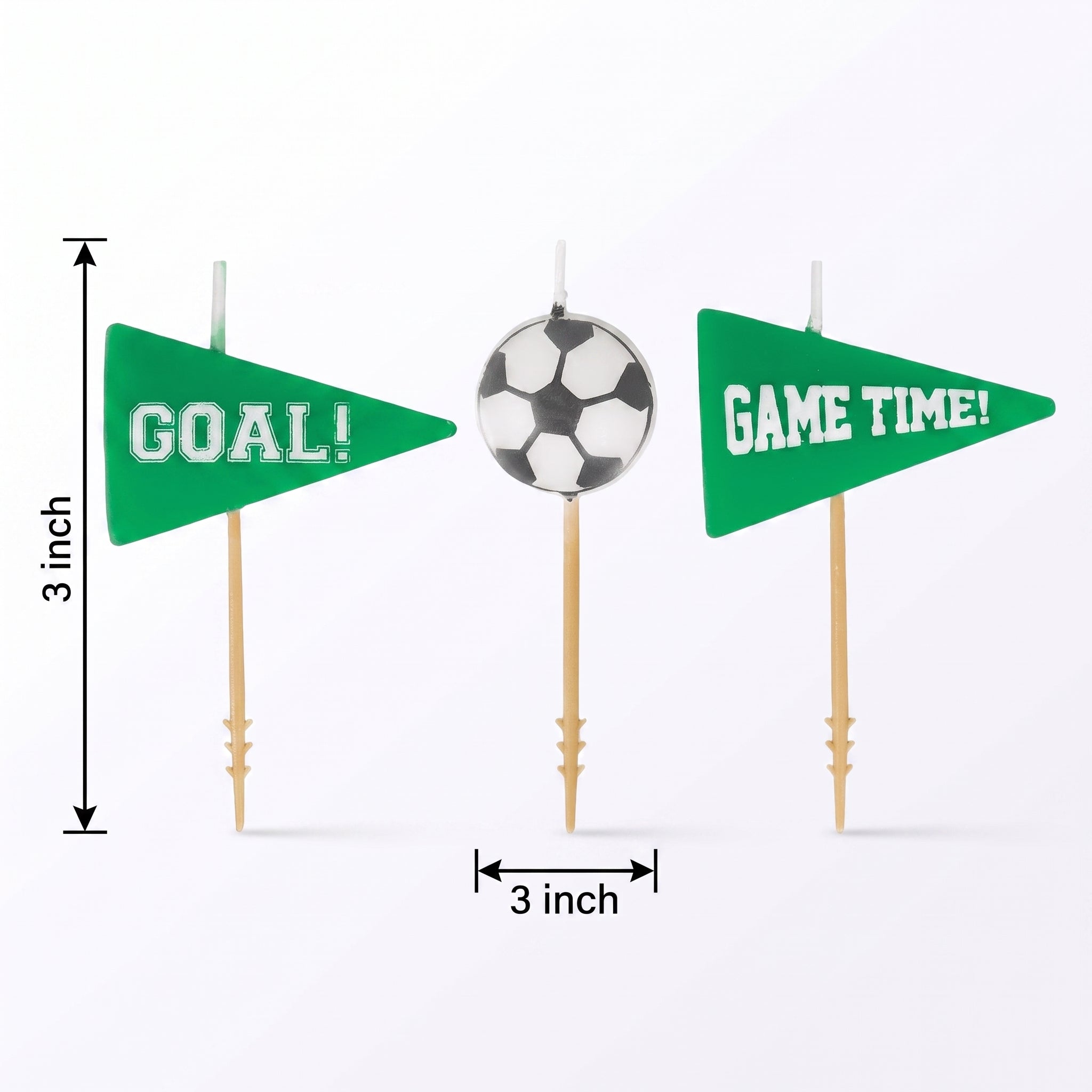 Goal Getter Soccer Birthday Candle Set, 3-Inch, 6-Pack