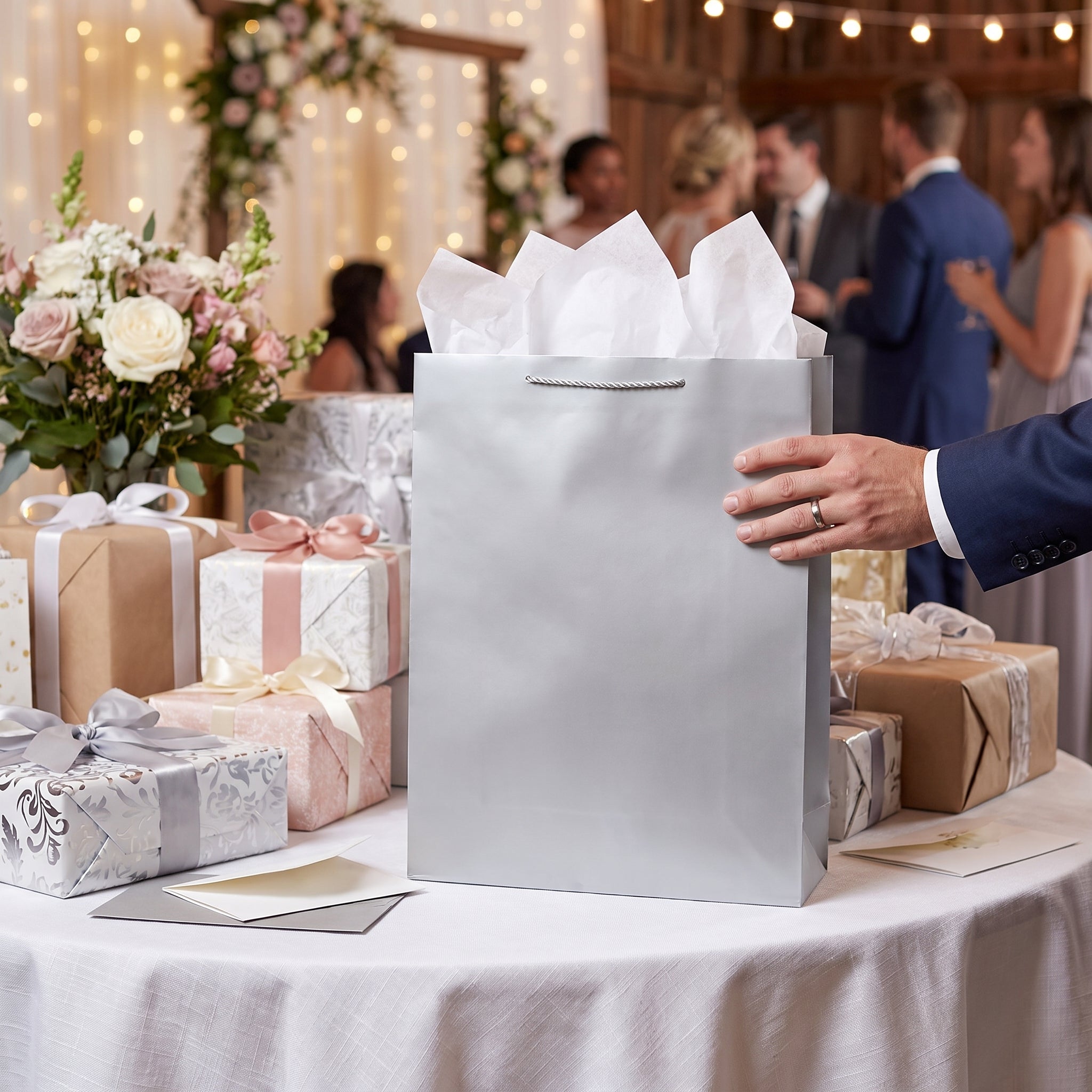Extra Large Silver Matte Gift Bag