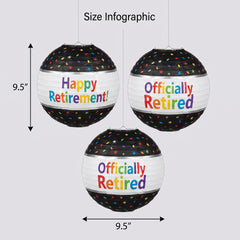 "Happy Retirement" Paper Lanterns - 3 Pack