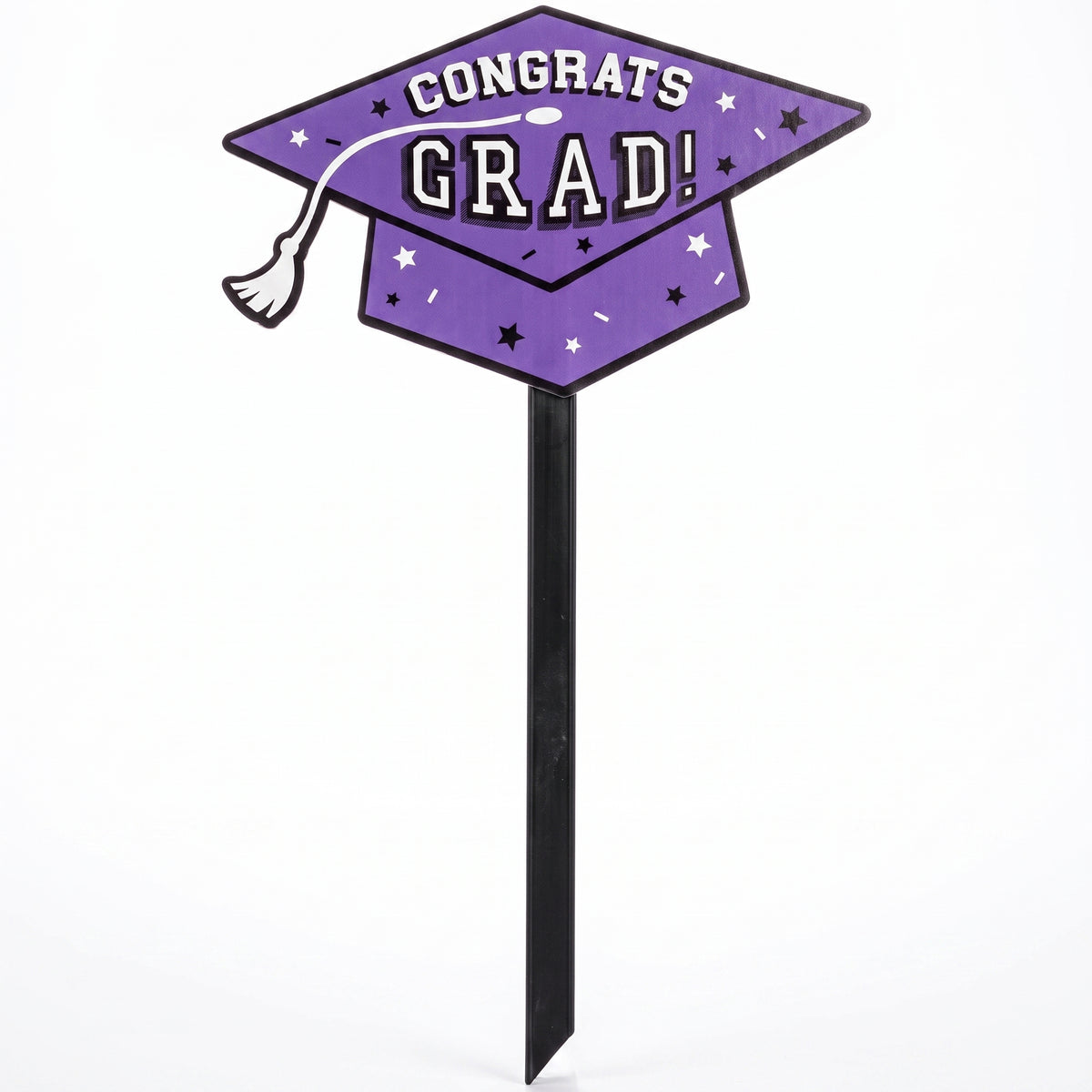"Congrats Grad" Purple Lawn Sign for Graduation Celebrations