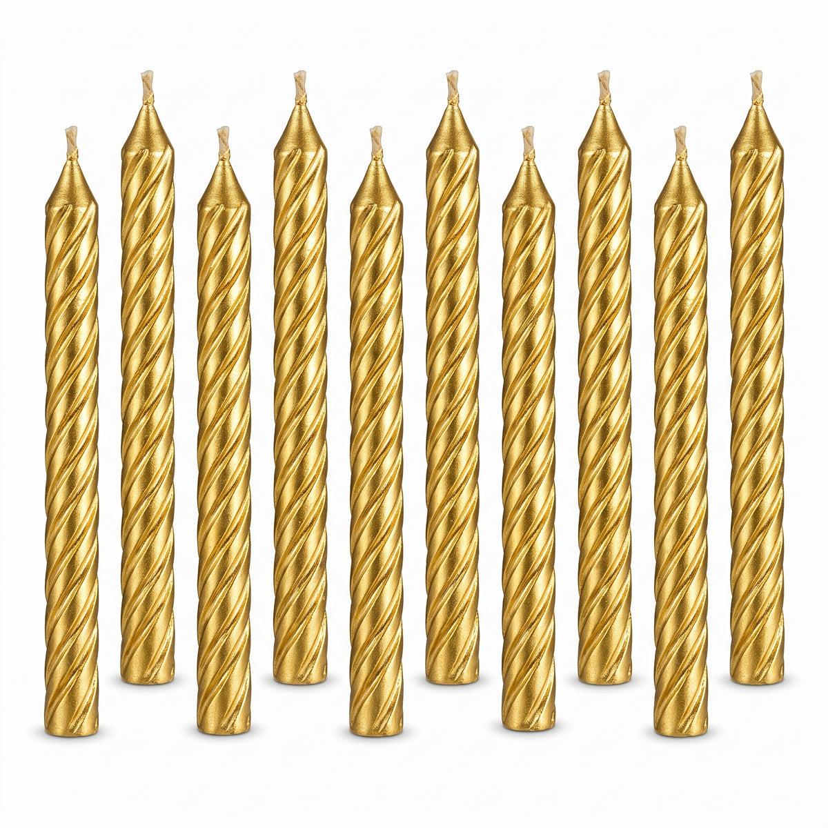 Elegant Gold Spiral Birthday Candles, 3.2-inch, 12-Pack
