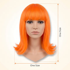 Vibrant Orange Long Bob Wig - Team Spirit Costume Accessory