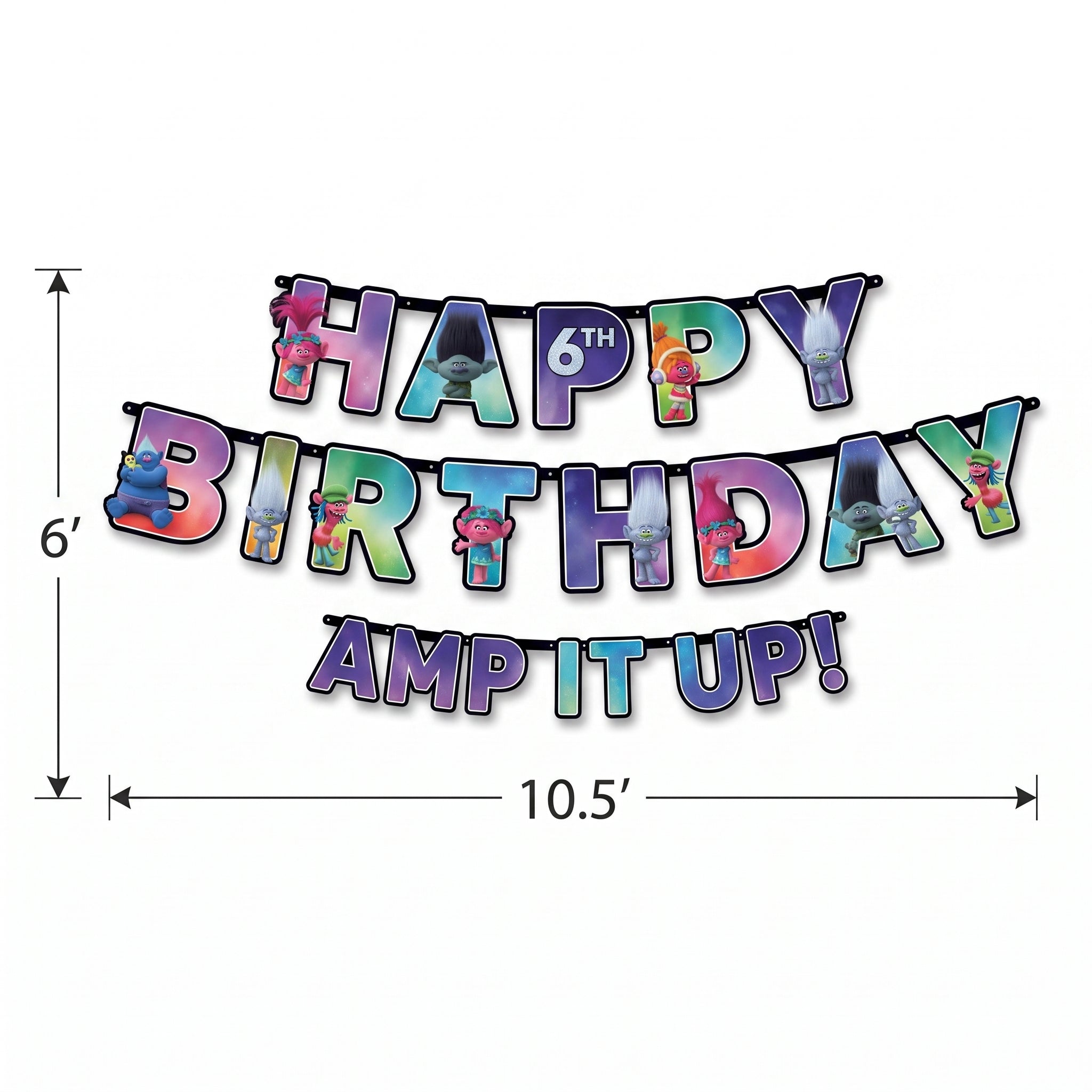 Trolls World Tour Customizable Birthday Banner Kit