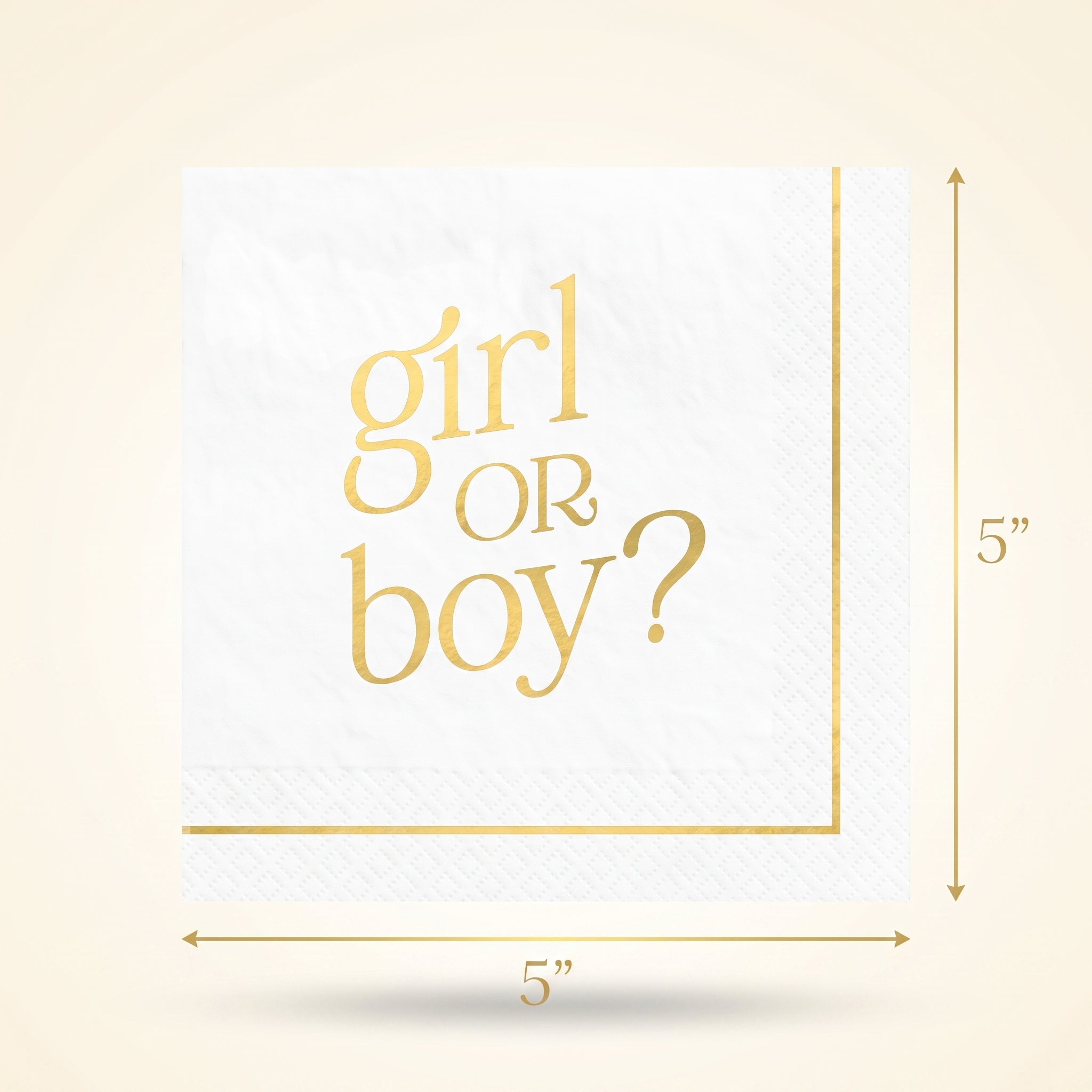 Gold "Girl or Boy?" Gender Reveal Beverage Napkins - 16ct - 5 In. X 5 In.