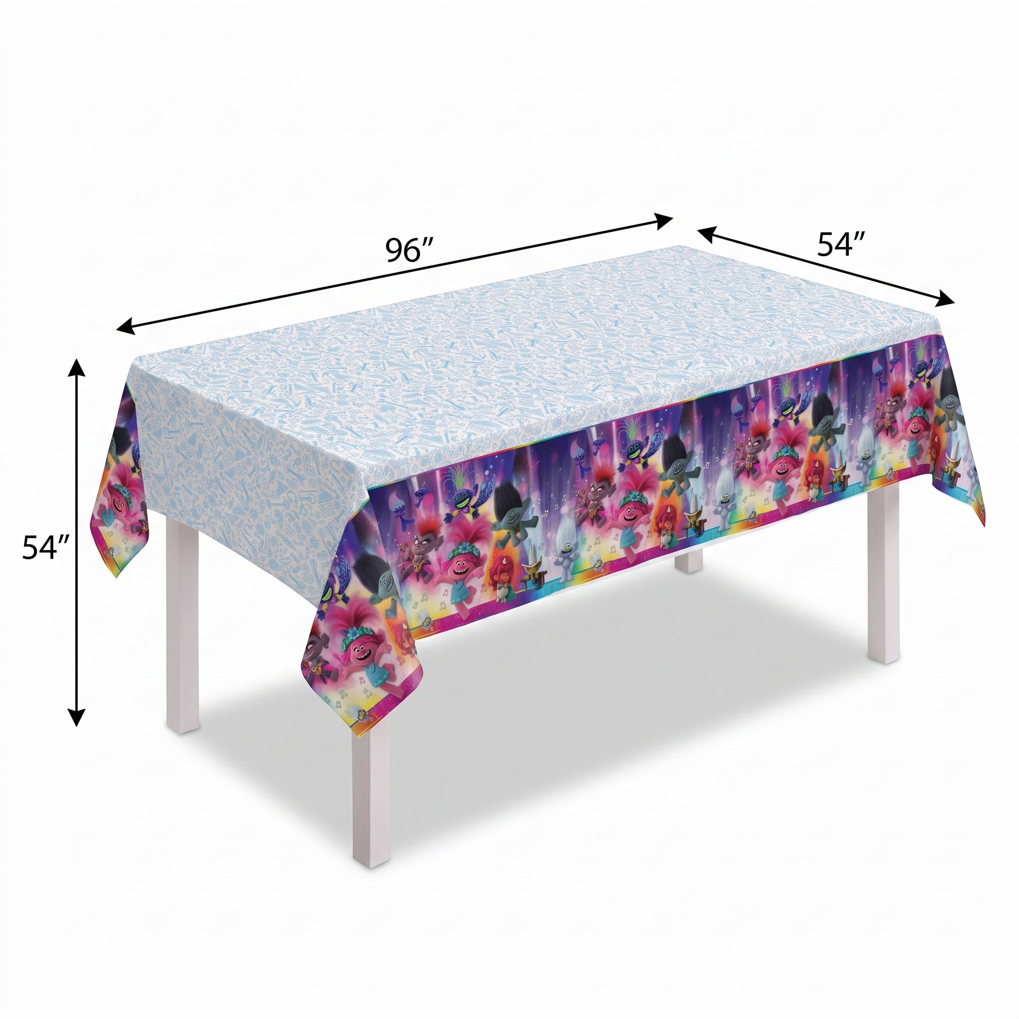 Trolls World Tour Reusable Plastic Table Cover - 54x96 in