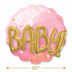 Oh Baby Pink & Gold Foil Super Shape Balloon