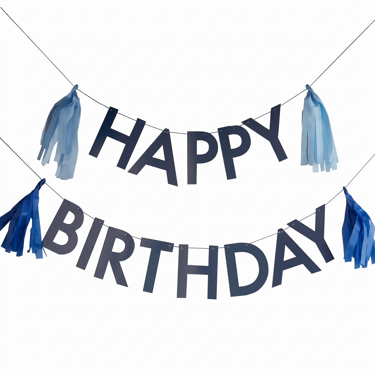 Blue Happy Birthday Letter Banner with Tassels