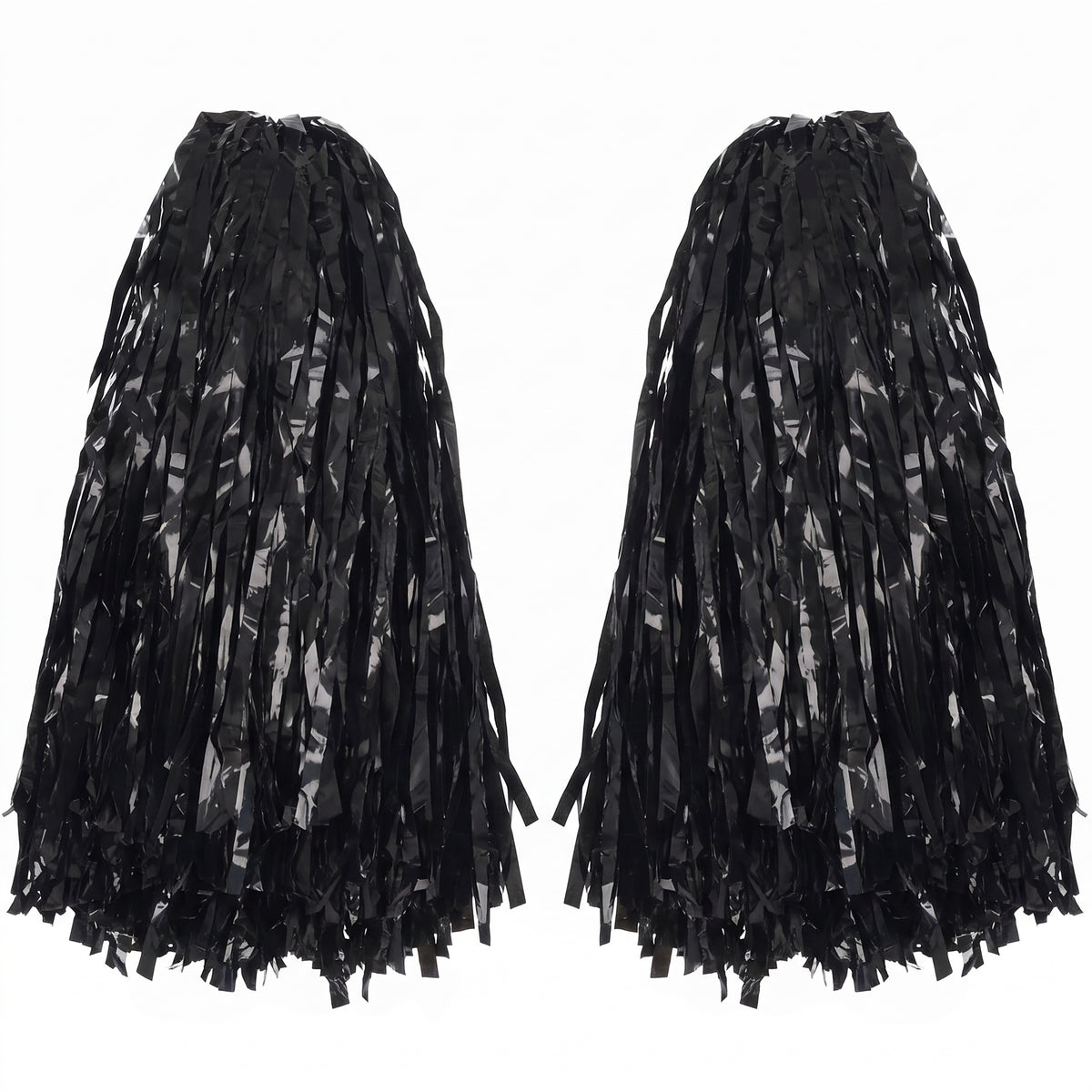 Black Team Spirit Pom-Poms, 2-Pack