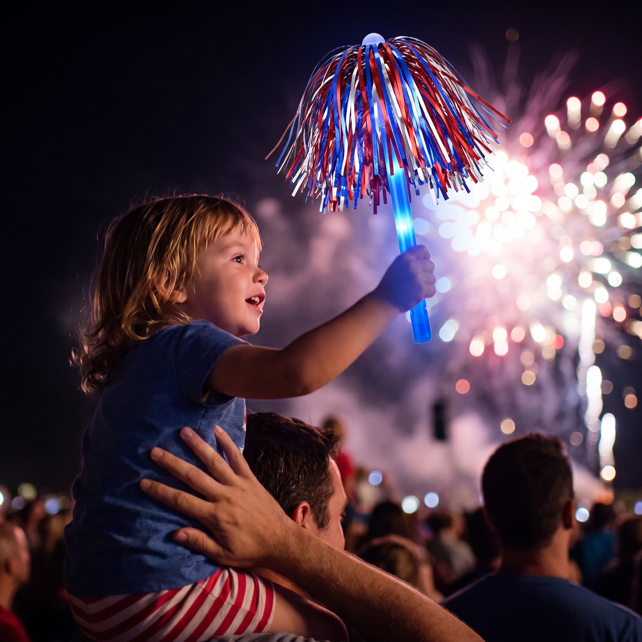 Patriotic Glow Pom Pom - Wearable Party Accessory