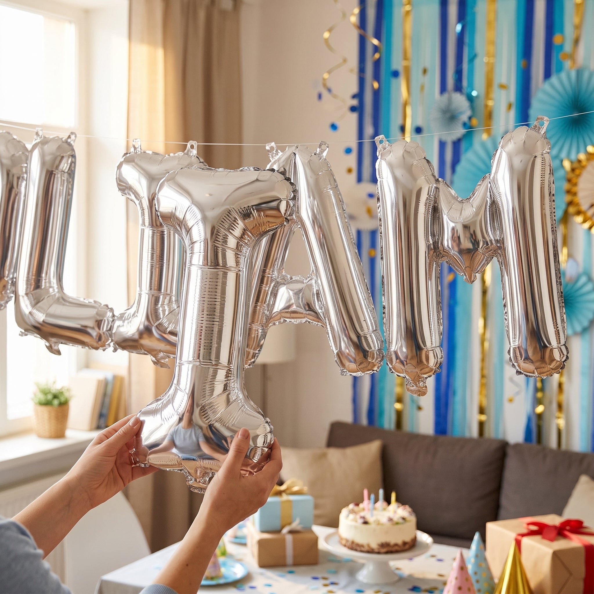 Silver Letter "I" Foil Balloon - Metallic Shine