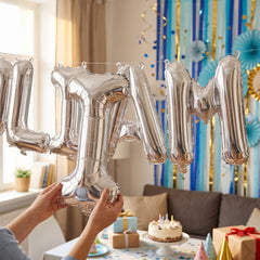 Silver Letter "I" Foil Balloon - Metallic Shine