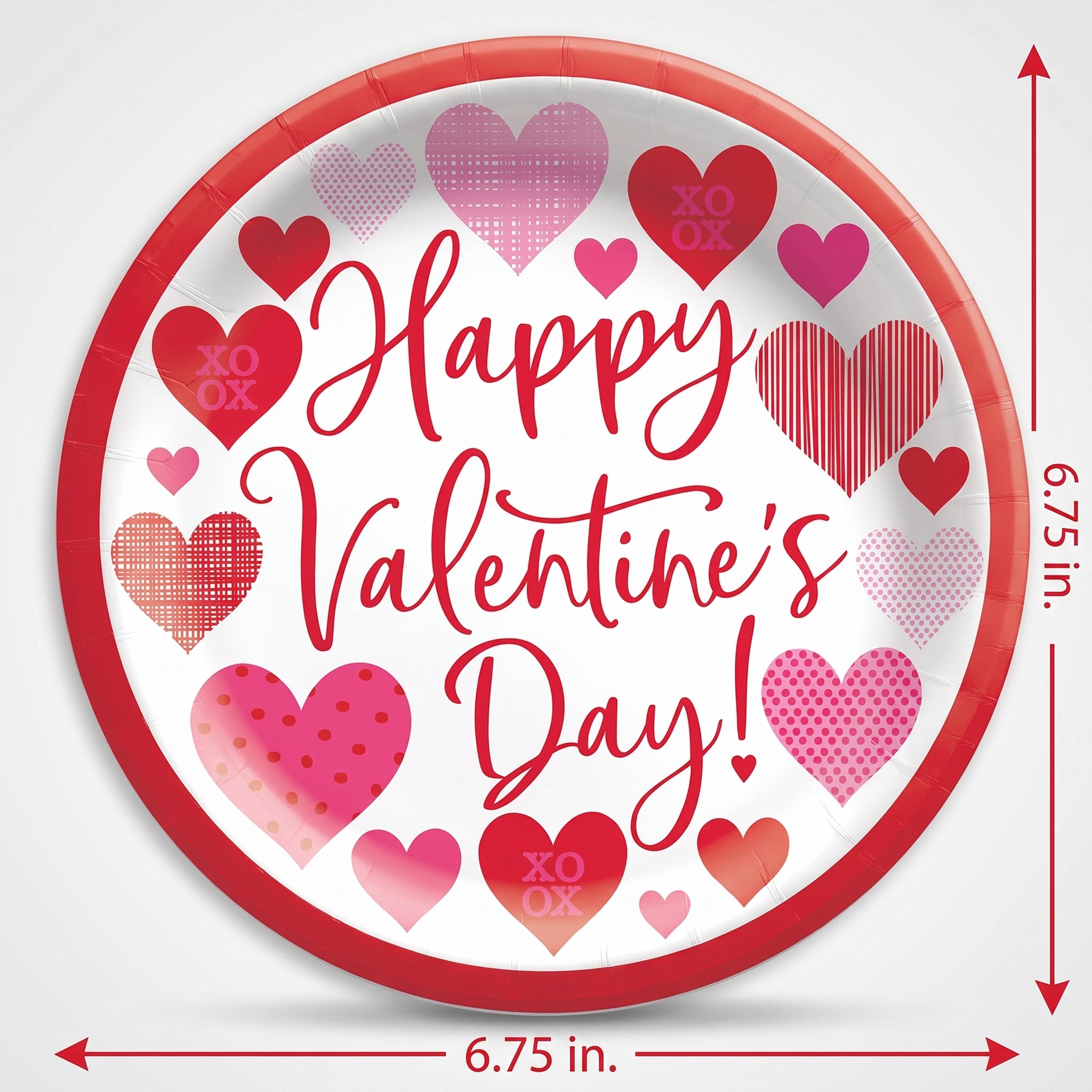 Loving Hearts Valentine's Day Paper Plates - 6.75"