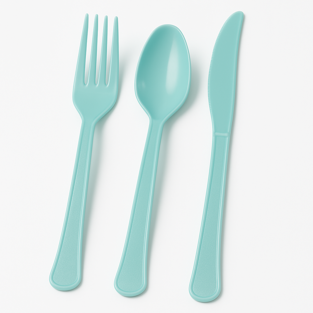 Robin's Egg Blue Plastic Cutlery Set - 24 Count