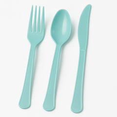 Robin's Egg Blue Plastic Cutlery Set - 24 Count