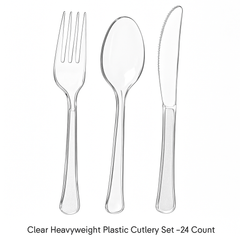 Clear Heavyweight Plastic Cutlery Set - 24 Count