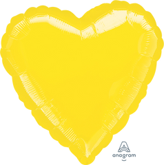 19" Yellow Metallic Heart Balloon