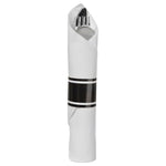 Premium Black Rolled Cutlery Set with Guest Towel - 10 pack