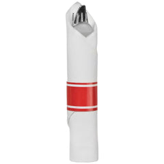 Premium Rolled Apple Cutlery Set with Napkin - Red - 10 pack