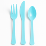 Heavyweight Assorted Plastic Cutlery Set in Light Blue
