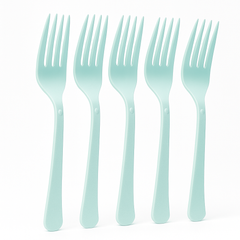 Robin's Egg Blue Plastic Forks - 24 Pack